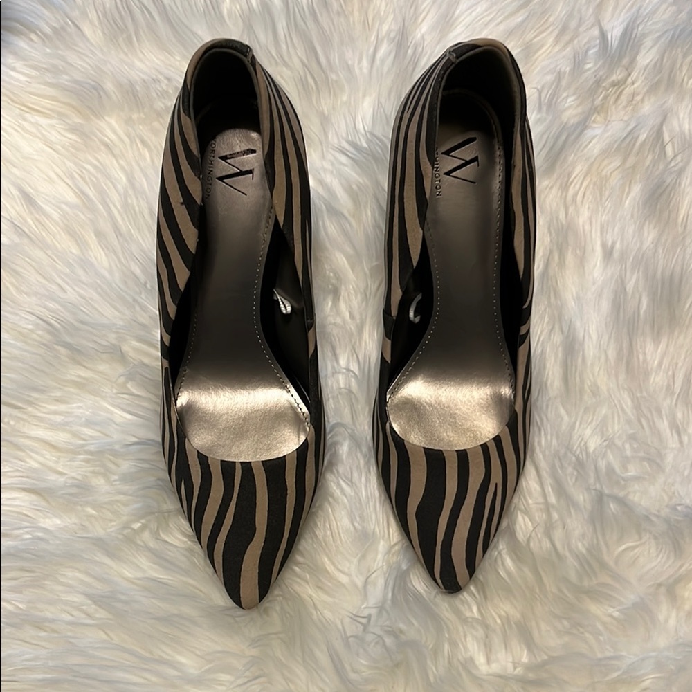 Worthington Women's Zebra Print Heels - Black and Tan Size 9